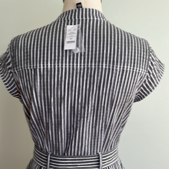 White House Black Market Gray and White Striped Utility Midi Dress - Picture 7 of 16